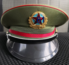 退役全新老货八七式87式陆兵大檐帽老式大盖帽的确良军帽道具收藏