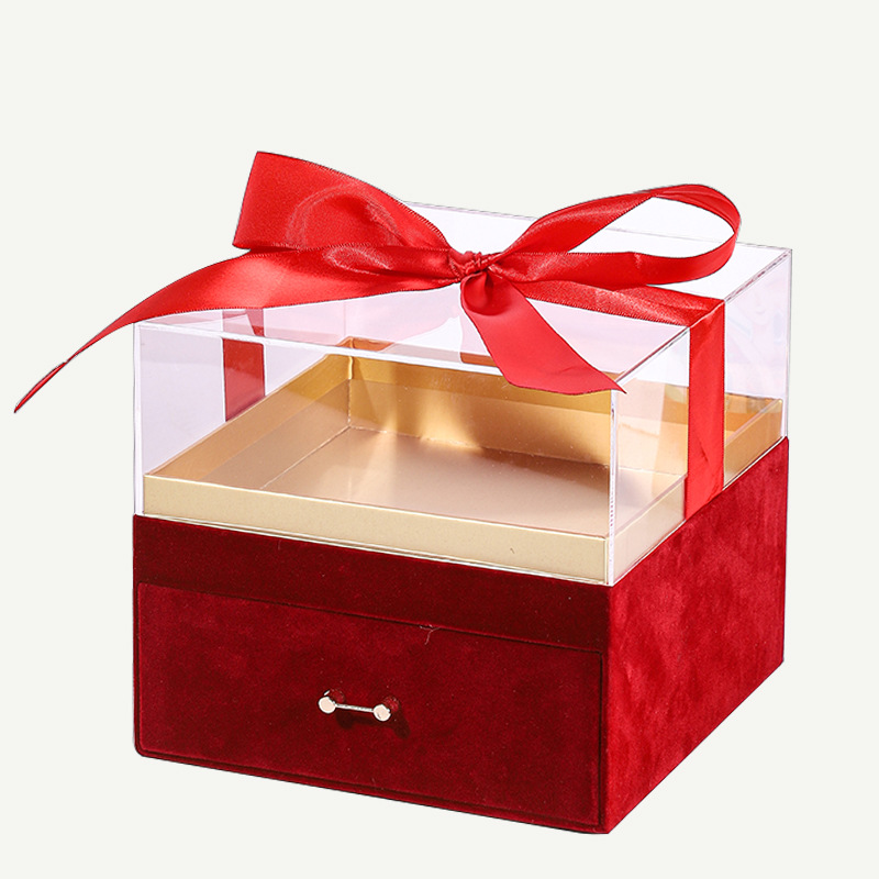 厂家双层亚克力伴手礼婚庆礼品盒结礼盒子半透明包装盒现货