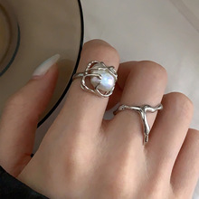 周大生适用925纯银爱心环绕戒指女轻奢素圈食指戒尾戒小众高级感