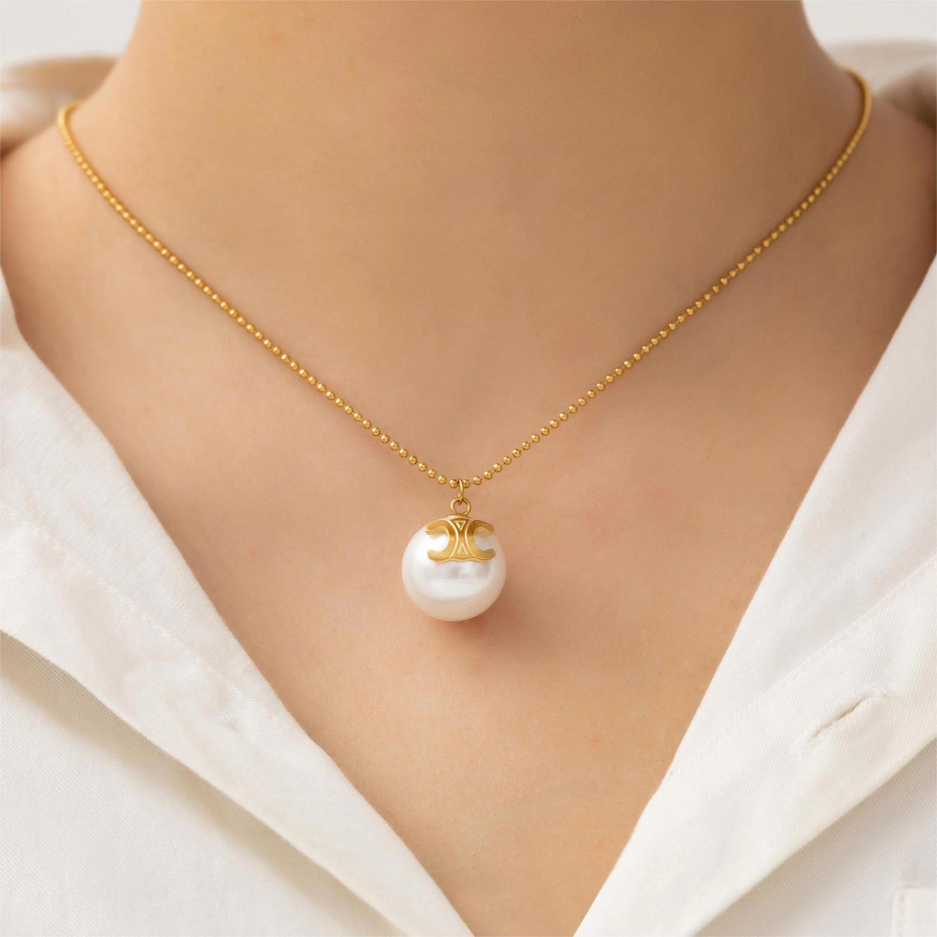 外贸爆款网红圆珠链吊坠女轻奢小众设计感字母圆珠锁骨链气质百搭