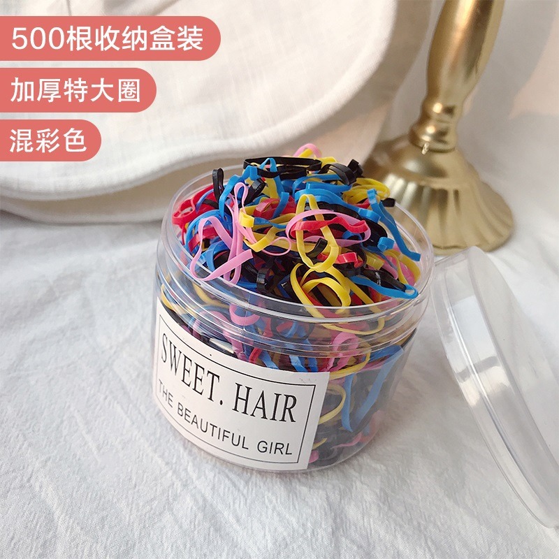 Candy Color Disposable Hair Tie Small Rubber Band Children's Hair Band Female Color Cute Leather Case Hair Rope Headband Hair Accessories