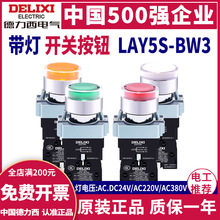 德力西LED带灯按钮LAY5S-BW3红绿黄白XB2 LED灯LAY5-BW按钮220v24