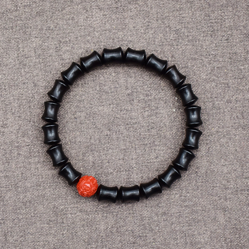 朱砂黑檀木竹节手串单圈节节高上岸手链男女情侣饰品-阿里巴巴