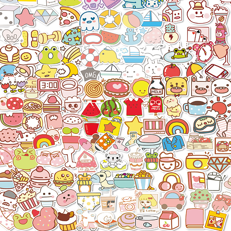可爱小图案手账贴纸和纸咕卡手帐键盘100张小尺寸防水水杯装饰