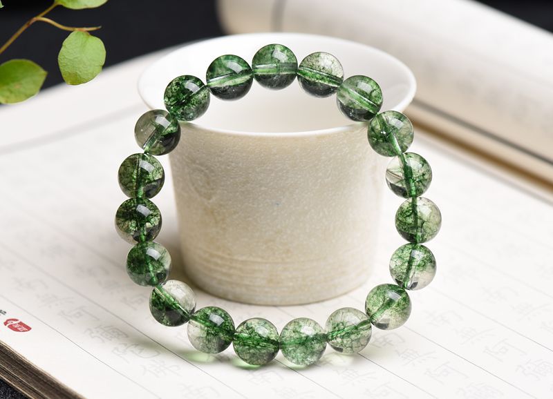 点爵珠宝 厂供3a绿幽灵爆花晶手链 男女款白水晶爆花首饰串珠批发