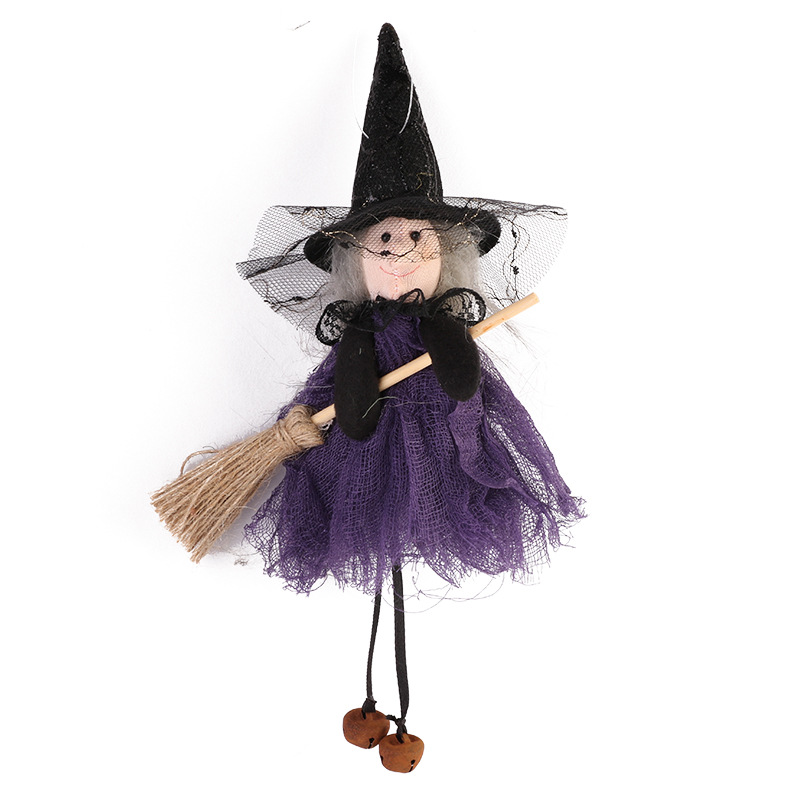 Amazon New Halloween Decorations Halloween Broom Witch Doll Pendant Ghost Festival Party Props