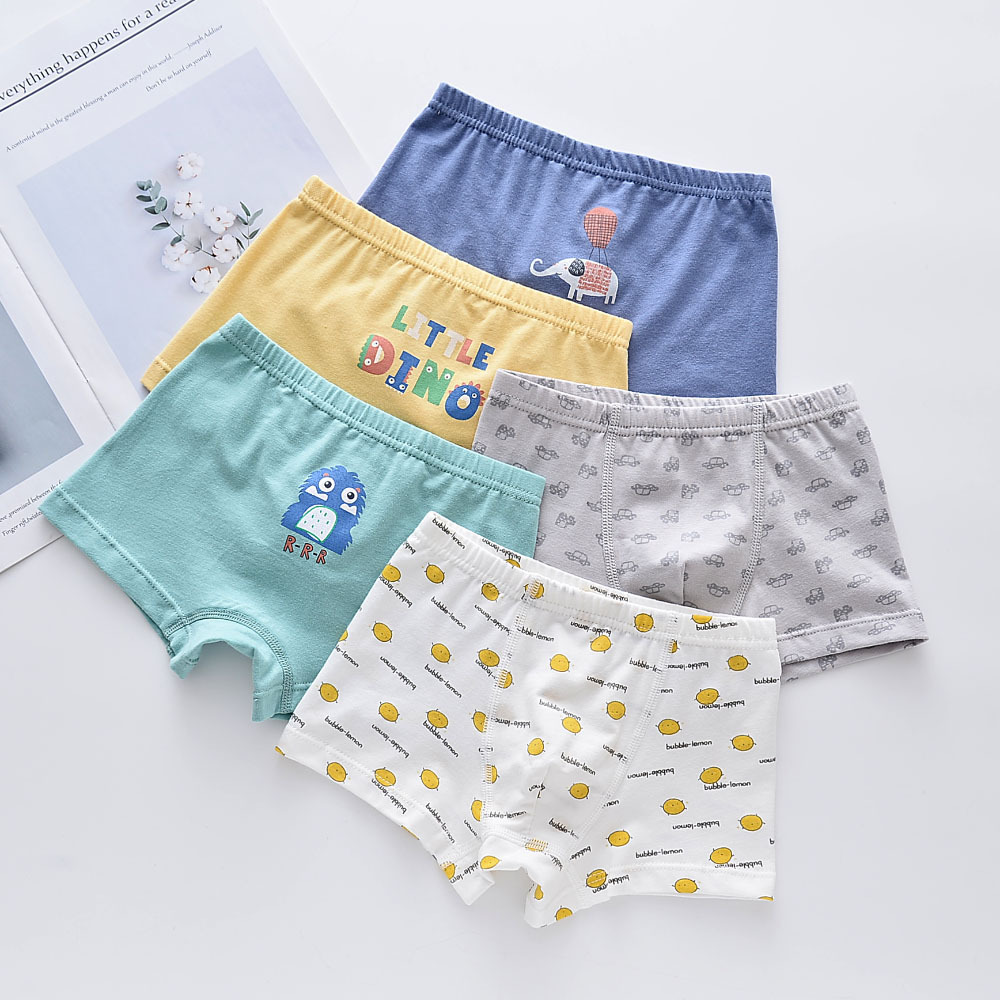 品牌以沐棉儿童内裤男孩子四角裤头宝宝卡通小裤衩平角短裤不夹pp