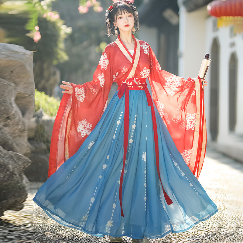 汉服女中国风南北朝刺绣大袖齐腰襦裙古装学生仙气飘逸春秋新品