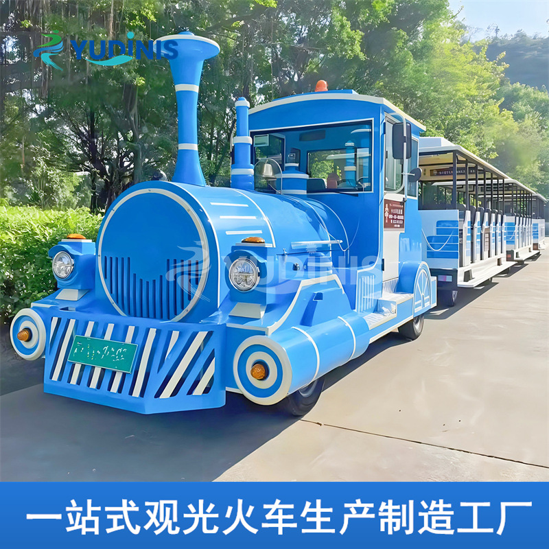 景区大型62座燃油火车 景区观光柴油火车 户外柴油无轨小火车厂家