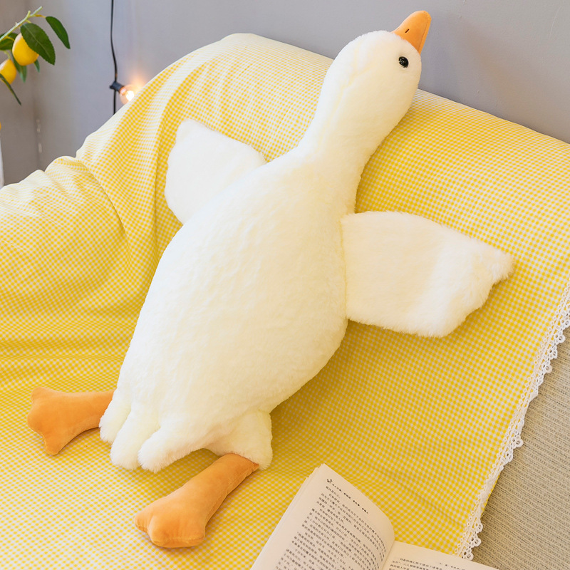Cute Big White Geese Soothing Pillow for Girls Sleeping Leg-Supporting Pillow Dehaired Angora Large Cushion Children's Birthday Gifts