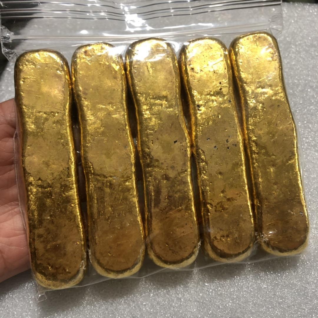 金条金砖装饰道具纯铜仿古金锭摆件鎏金铜福禄寿喜财
