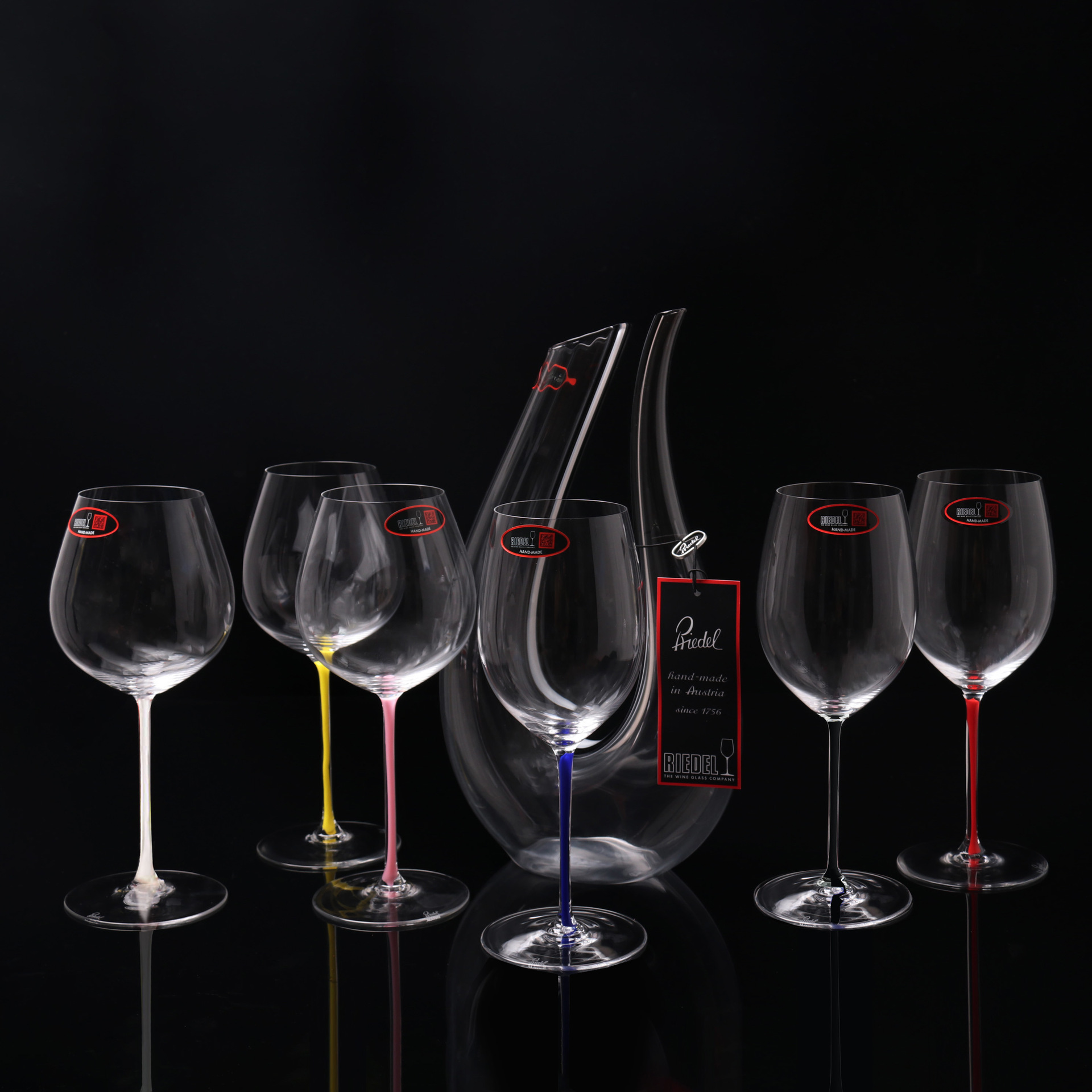 奥地利riedel璀璨系列手工杯高脚红酒杯 彩色杯杆 波尔多勃艮第杯