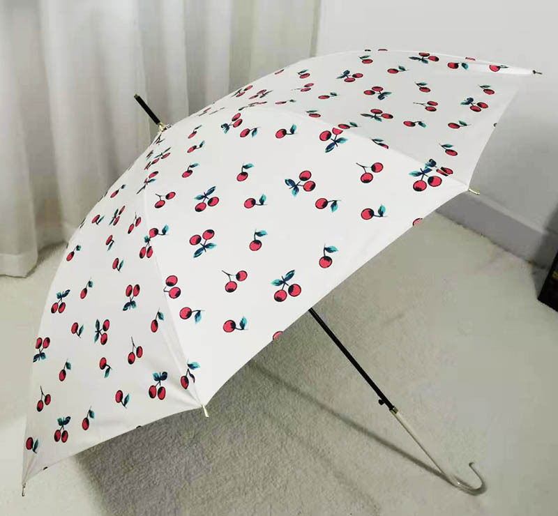 樱桃直骨伞黑胶抗紫外线少女系遮阳伞