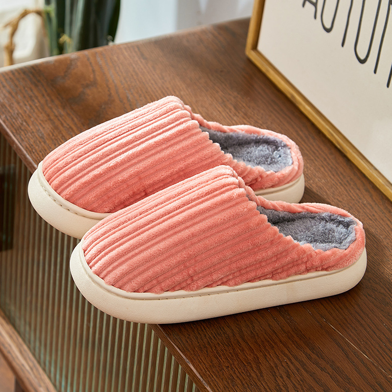 New Style Drooping Cotton Slippers Women's Indoor Home Non-Slip Warm Winter 2023 Plush Cotton Slippers Men's Home