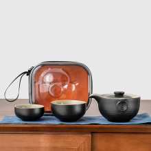 日式手工陶瓷一壶二杯旅行茶具户外便携快客杯收纳设计简约泡茶器