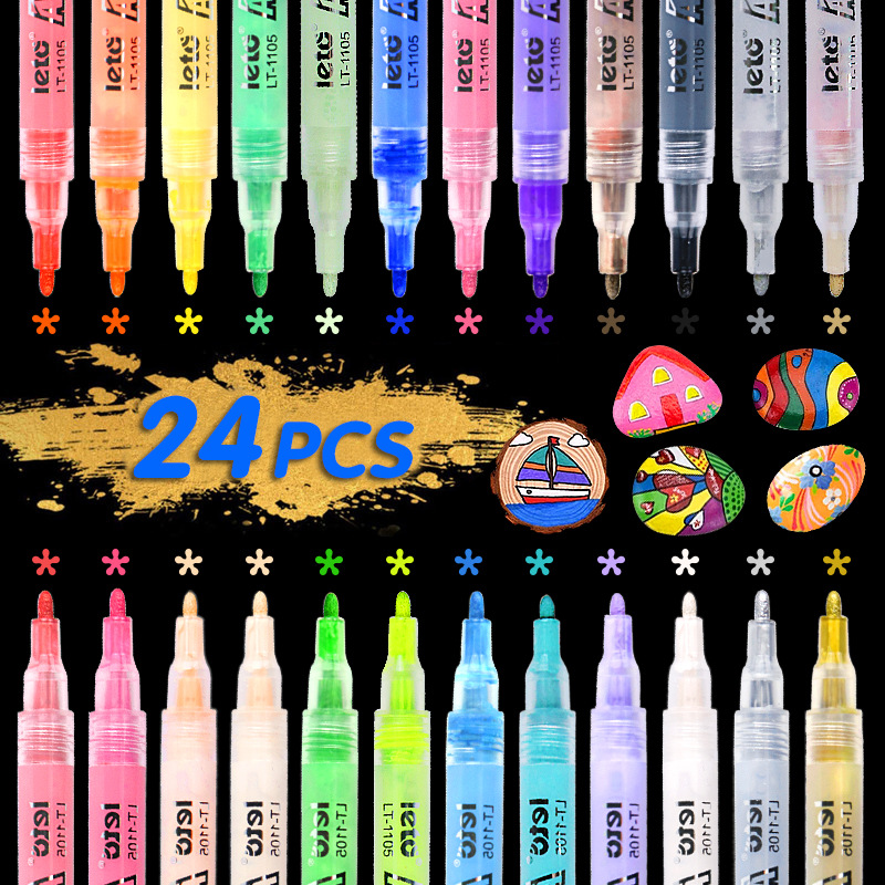 乐途丙烯马克记号笔36色套装水性油漆笔画画相册陶瓷涂鸦笔可定制