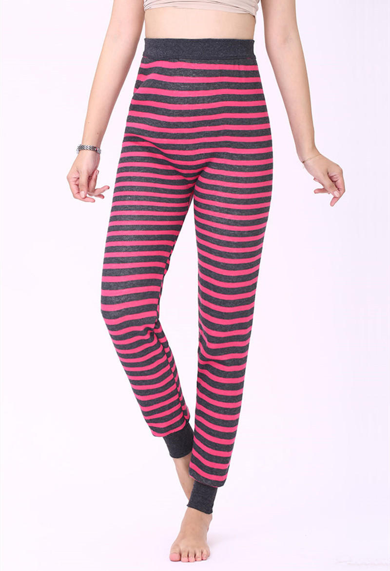 女士保暖裤秋冬中老年女装高腰打底裤加绒加厚秋裤女地摊条纹棉裤