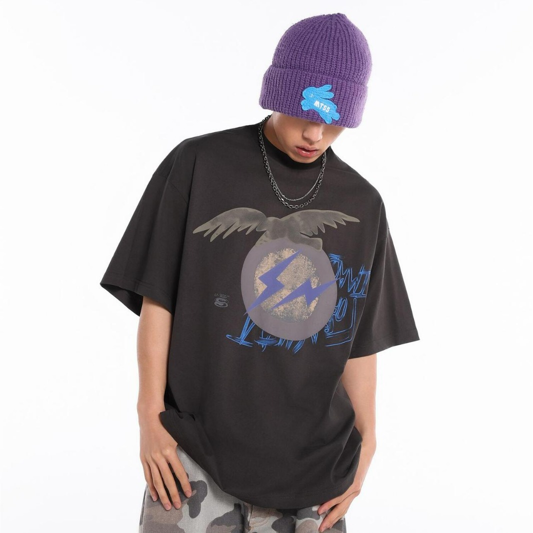 travis scott cactus jack 联名闪电t恤美式小众潮牌男女宽松短袖