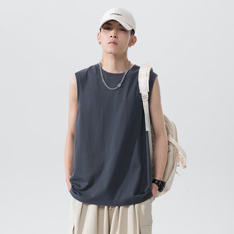 Men's Cotton Vest 2023 Summer New Japanese Fashion Brand Sleeveless T-shirt Loose Casual Base Base Top