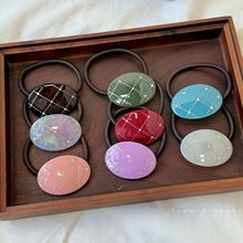 韩系镶钻椭圆醋酸发绳高弹力彩色基础皮筋复古渐变扎马尾发圈发饰