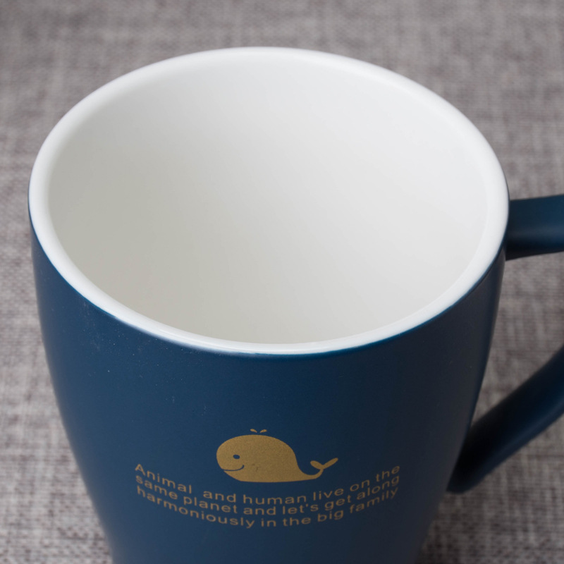 陶瓷水杯马克杯带盖男女北欧ins复古简约情侣礼盒装带金图案杯子