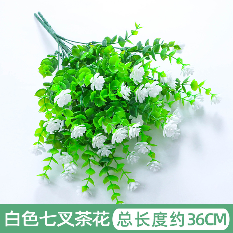 Eucalyptus Camellia Artificial Flowers Artificial Flower Outdoor Fake Flower Furnishings Decorative UV-Proof Plastic Green Shrub