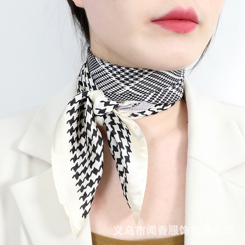 70cm Li Jin Satin Material Square Scarf Spring and Summer New Silk Scarf Women's Soft Neck Protection Trendy All-Match Small Scarf Scarf