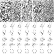 880 件珠宝制作配件套装龙虾扣珠结盖压接盖压接末端跳环 DIY工艺