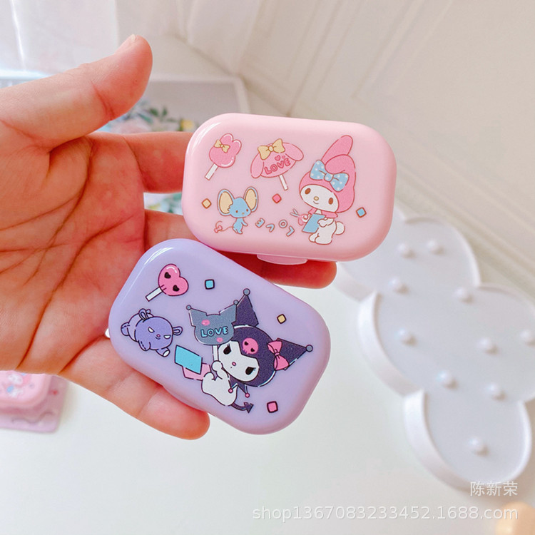 Cute Cartoon Contact Lens Case Couple Box Small White Clow M Girl Heart Convenient Mini Cosmetic Contact Lenses Contact Lens Case