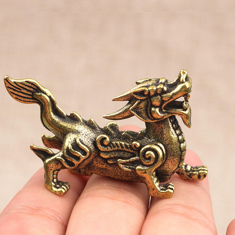纯黄铜龙生九子摆件复古嘲风蒲牢办公室书桌国风茶宠风水装饰