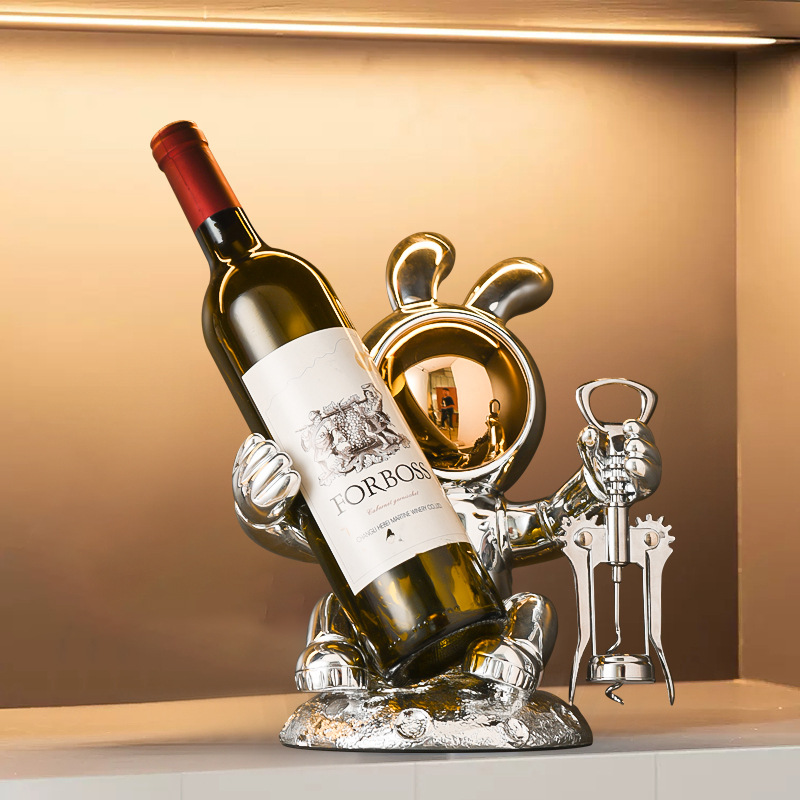 兔子红酒架装饰品客厅乔迁礼物轻奢客厅餐桌面餐边柜酒托酒柜摆件