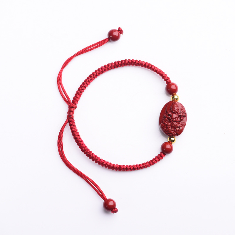 Cinnabar Guardian Red Rope Bracelet Rabbit Year This Animal Year Red Rope Bracelet Female Birth Buddha Bracelet Men Handmade Hand Rope