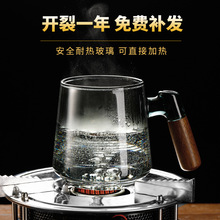 ZQ玻璃茶杯茶水分离泡茶杯个人专用杯子办公室青色观山玻璃水杯