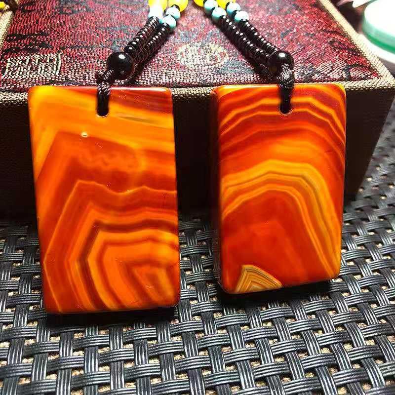 战国红宣化玛瑙牌子北票平安无事牌吊坠 男女款项链 挂件-阿里巴巴