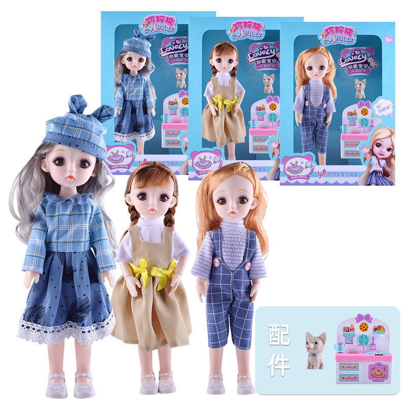 Children's Fashion Girl Doll Set Doll with Kitchen Pet Dog 12-Inch Jointed Doll Doll Wholesale