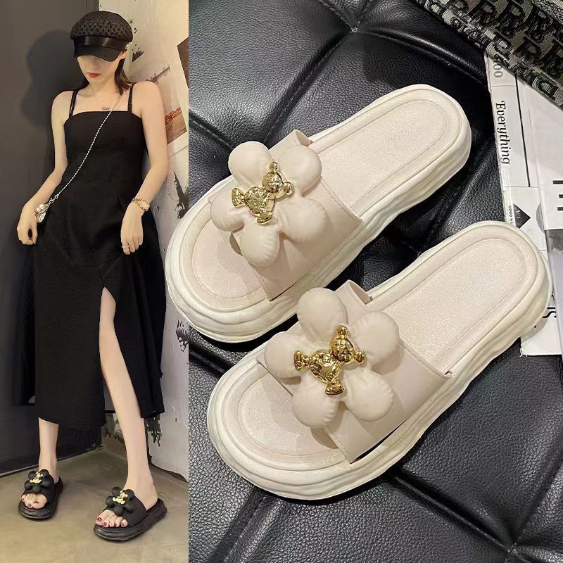 Women's Outdoor Slippers Fashion out Internet Celebrity Ins Flower Fried Street Good-looking Fairy Sandals Western Style 2023 New