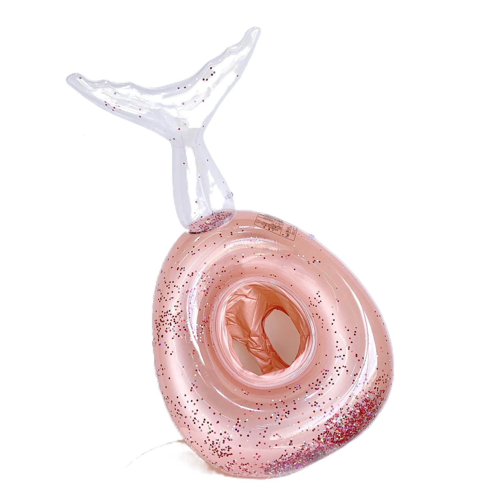 Ins New Inflatable Transparent Sequined Rose Jinqiao Fishtail Crotch Seat Ring Swimming Ring Photo Props