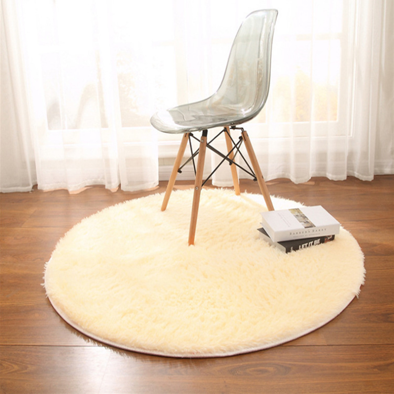 跨境亚马逊圆形丝毛地毯转椅吊篮防滑垫子ins沙发圆桌垫简约地垫