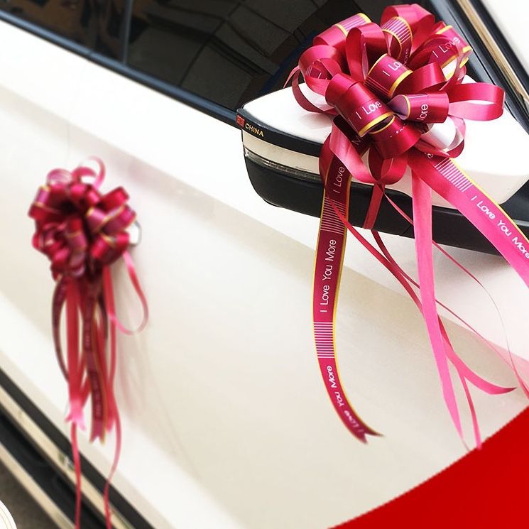 婚车拉花彩带装扮婚礼用品汽车车队装饰花蝴蝶结丝带结婚花车布置