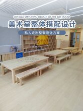 幼儿园美术室创意绘画实木儿童美工桌涂鸦画画美劳操作台木工坊桌