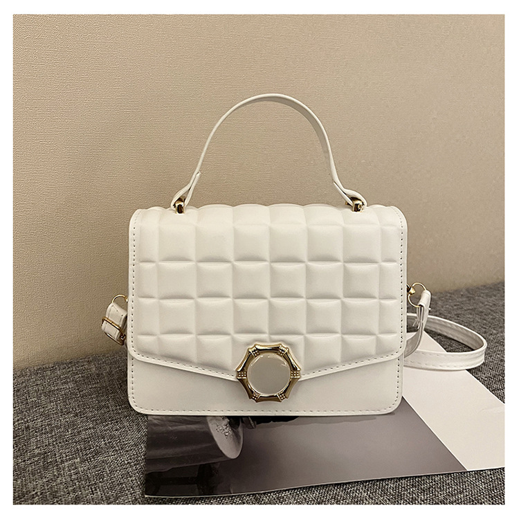 Cross-Border Bag Textured Plaid Indentation Women's Bag 2023 Popular Portable Small Square Bag Light Luxury All-Match Shoulder Messenger Bag