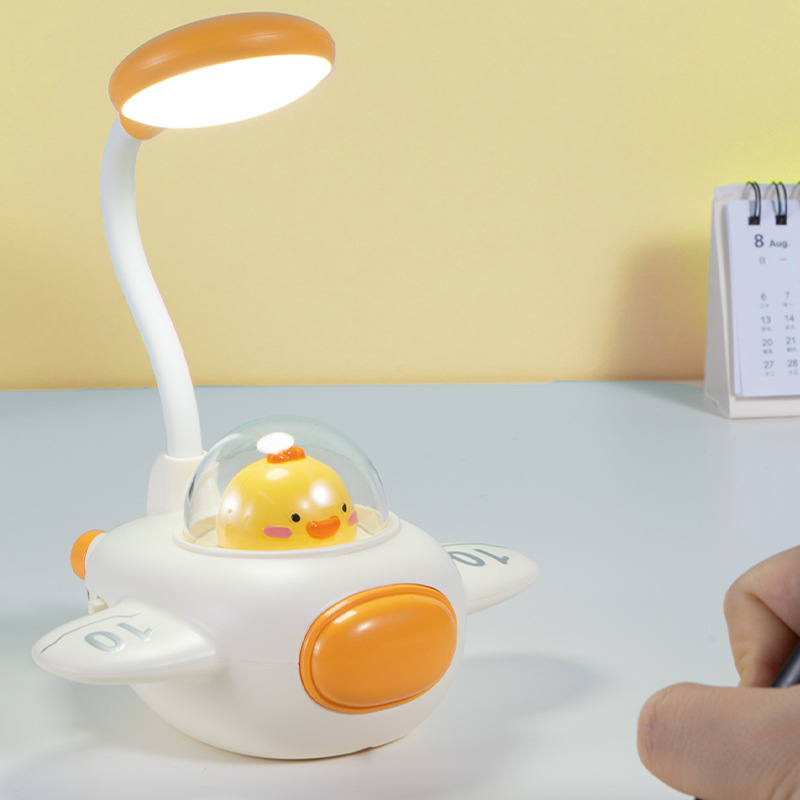 Cartoon Aircraft Table Lamp USB Charging Hose Adjustable Angle Two-Speed Brightness Children's Room Eye Protection Led Study Lamp