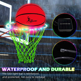 亚马逊新款LED篮球框灯条七彩RGB篮筐灯太阳能变色夜光篮框灯带