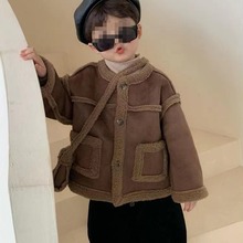 儿童秋冬外套2023新款男童洋气保暖上衣韩版洋气皮毛一体儿童外套