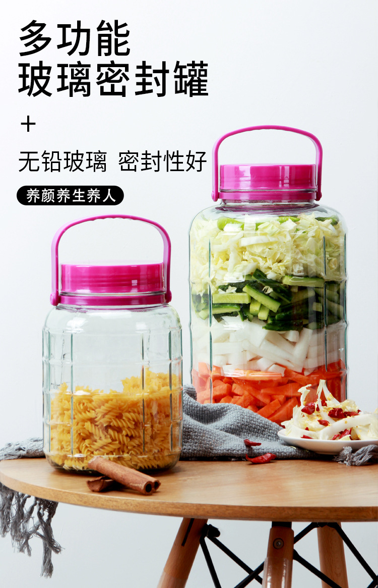 Glass Wine Fermentation Jar Thickened with Lid and Faucet with Wine Dipper Enzyme Sealed Jar Household Pickles Earthen Jar Home-Brewed Wine Bottle
