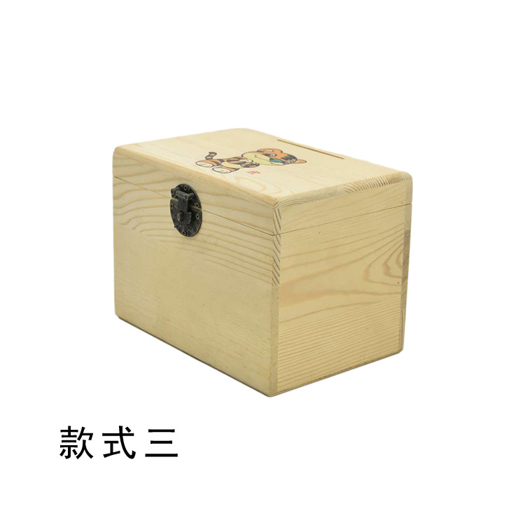 Savings Bank Wooden Box with Lock Storage Coin Bank with Lock Mini Small Sized Cute Vintage Jewelry Dormitory Ornament