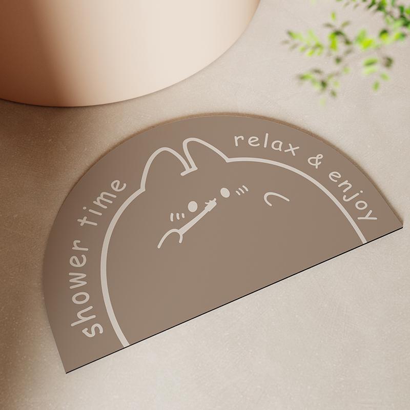 Semicircle Cartoon Rabbit Absorbent Carpet Bathroom Entrance Non-Slip Quick-Drying Floor Mat Entrance Foot Mat Wear-Resistant Door Mat