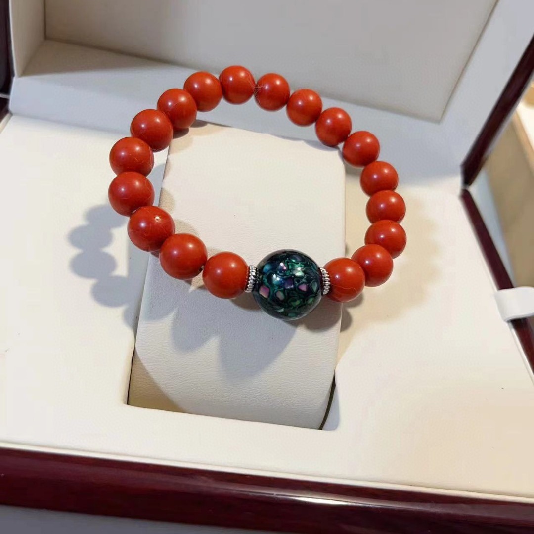 设计满螺钿大漆珠搭配红石单圈手串 精致大气款-阿里巴巴