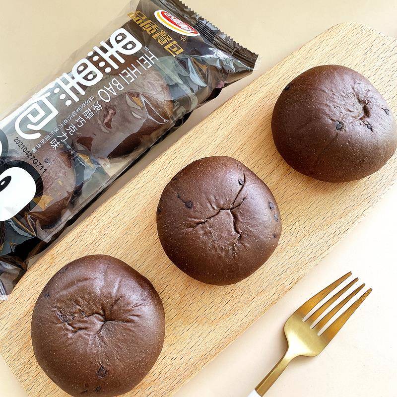 达利园黑黑包巧克力味夹心餐包营养早餐手撕口袋面包夜宵糕点整箱