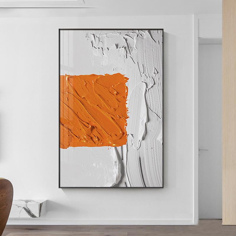 现代抽象玄关装饰画竖版过道走廊壁画简约油画肌理色块客厅挂画